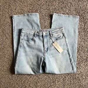 Just USA Slim Wide Leg Jeans Comfortable High Rise Light Wash Denim Size 28